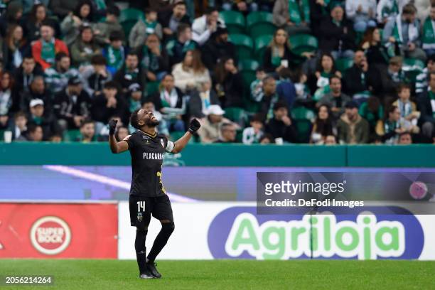 Ze Luis of SC Farense gestures during the Liga Portugal Bwin match between Sporting CP and SC Farense at Estadio Jose Alvalade on March 3, 2024 in...