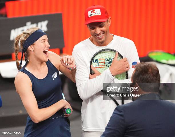 Genie Bouchard and Mike Bryan attend The Netflix Slam at Michelob ULTRA Arena on March 03, 2024 in Las Vegas, Nevada.