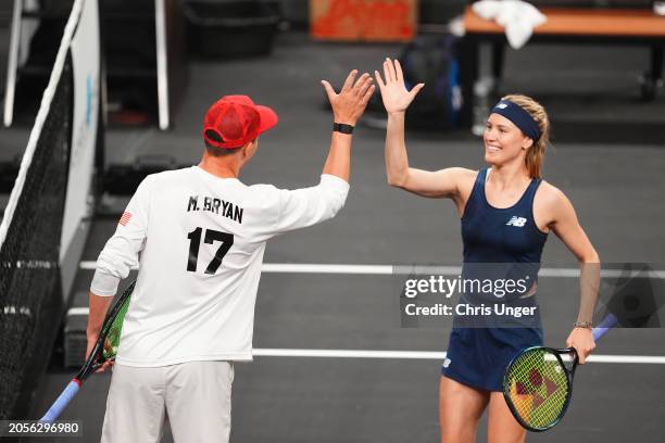 Mike Bryan and Genie Bouchard attend The Netflix Slam at Michelob ULTRA Arena on March 03, 2024 in Las Vegas, Nevada.