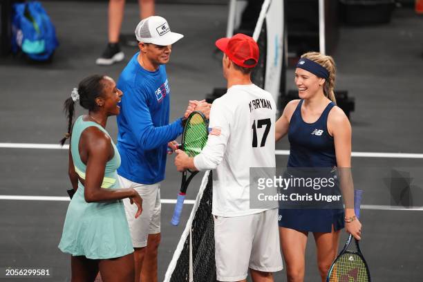 Asia Muhammad, Bob Bryan, Mike Bryan and Genie Bouchard attend The Netflix Slam at Michelob ULTRA Arena on March 03, 2024 in Las Vegas, Nevada.