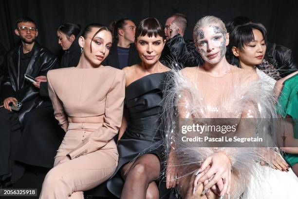 Emma Chamberlain, Lisa Rinna and Julia Fox attend the Mugler Womenswear Fall/Winter 204-2025 show as part of Paris Fashion Week on March 03, 2024 in...
