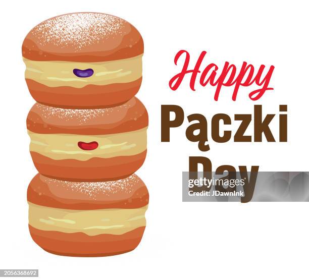 happy paczki day celebration web banner design template - deep fried stock illustrations