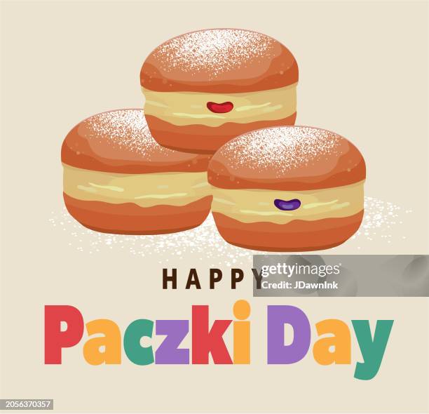 happy paczki day celebration web banner design template - deep fried stock illustrations