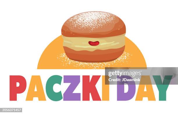 happy paczki day celebration web banner design template - deep fried stock illustrations