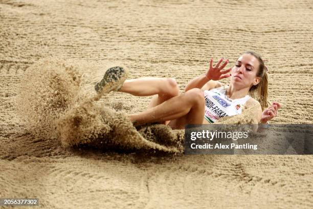 Petra Banhidi-Farkas of Team Hungary competes in the Woman's Long Jump Final on Day Three of the World Athletics Indoor Championships Glasgow 2024 at...