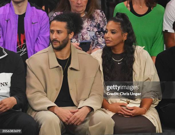 Colin Kaepernick and Nessa Diab attend The Netflix Slam at Michelob ULTRA Arena on March 03, 2024 in Las Vegas, Nevada.