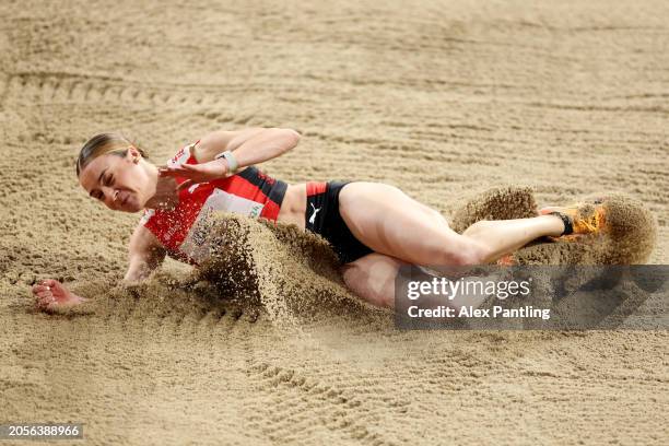 Annik Kalin of Team Switzerland competes in the Woman's Long Jump Final on Day Three of the World Athletics Indoor Championships Glasgow 2024 at...