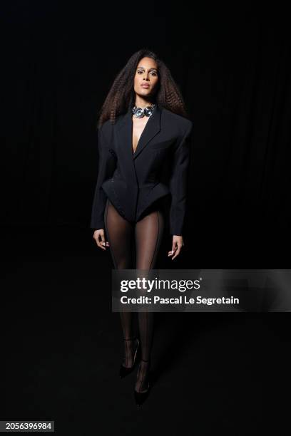 Cindy Bruna attends the Mugler Womenswear Fall/Winter 2024-2025 show as part of Paris Fashion Week on March 03, 2024 in Paris, France.