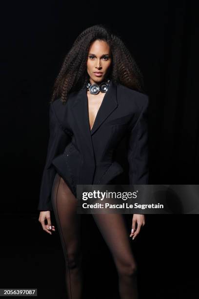 Cindy Bruna attends the Mugler Womenswear Fall/Winter 2024-2025 show as part of Paris Fashion Week on March 03, 2024 in Paris, France.