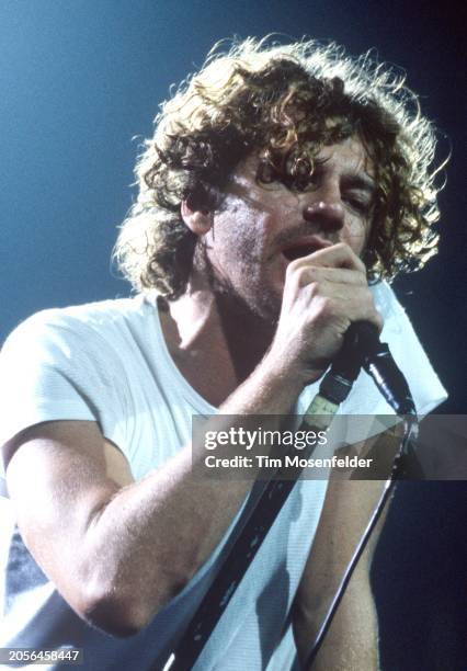 Michael Hutchence of INXS performs at San Jose Arena on April 8, 1994 in San Jose, California.