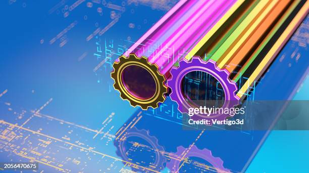 creative ideas interpretation. innovations and new technology digital invention concept - intellectueel eigendom stockfoto's en -beelden