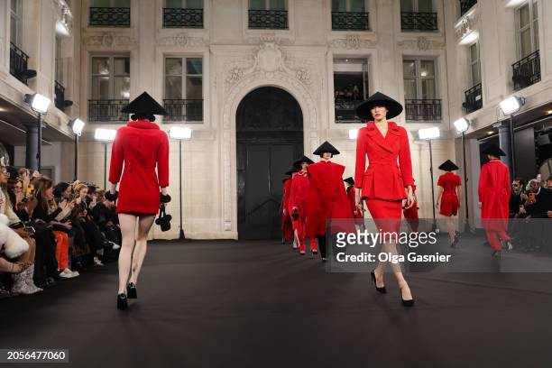 Models walks the runway during the Chochen Womenswear Fall/Winter 2024-2025 show as part of Paris Fashion Week on March 3, 2024 in Paris, France.