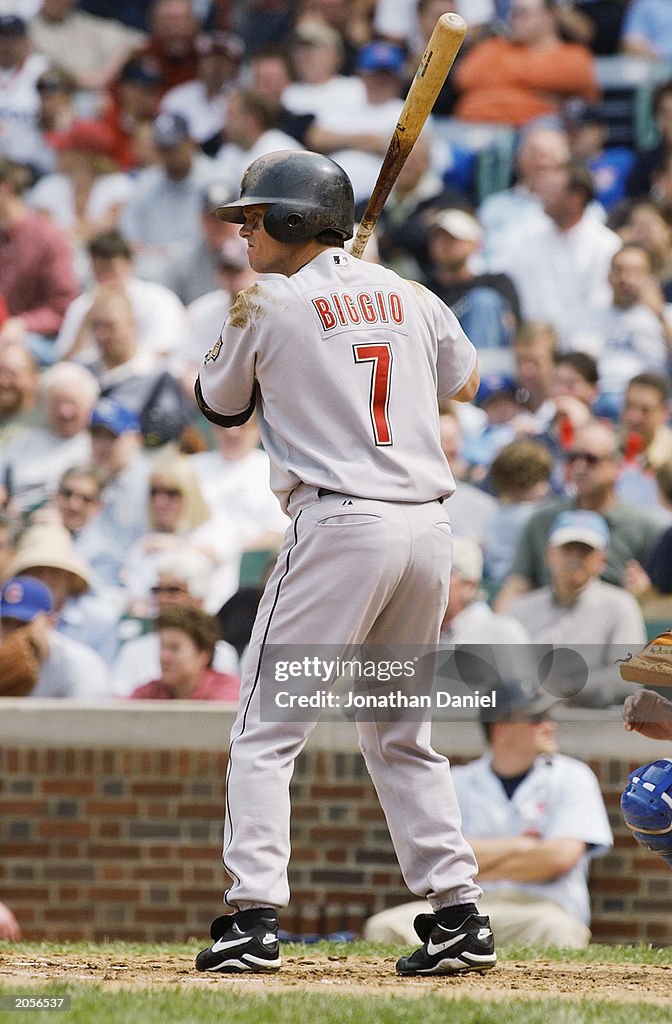 Center Fielder Craig Biggio of the Houston Astros waits for the pitch
