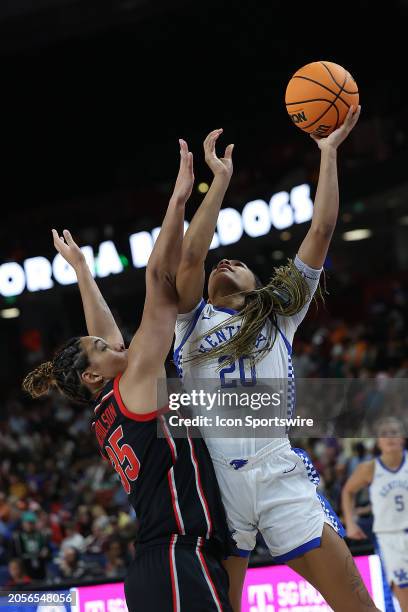 Kentucky Wildcats guard Amiya Jenkins takes a shot during the SEC Women's Basketball Tournament between the Georgia Bulldogs and the Kentucky Wild...