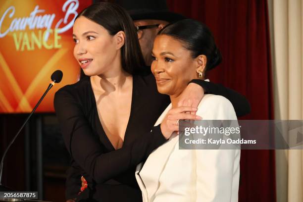 Jurnee Smollett and Nia Long speak onstage during the AAFCA Special Achievement Honorees Luncheon at The Los Angeles Athletic Club on March 03, 2024...