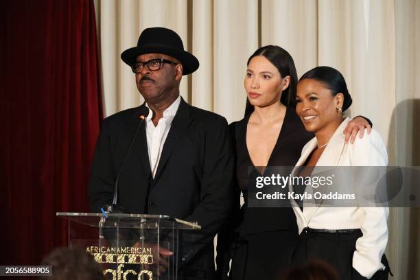 Courtney B. Vance, Jurnee Smollett, and Nia Long speak onstage during the AAFCA Special Achievement Honorees Luncheon at The Los Angeles Athletic...