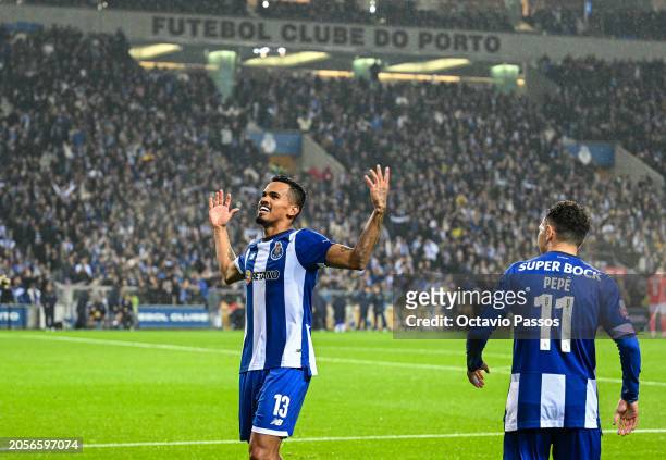 Wenderson Galeno of FC Porto celebrates after scores his team first goal during the Liga Portugal Betclic match between FC Porto and SL Benfica at...