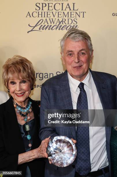 Karen Sharpe and Daniel Lupi, winner of the Stanley & Karen Kramer Social Justice Award for "Killers of the Flower Moon" attend the AAFCA Special...