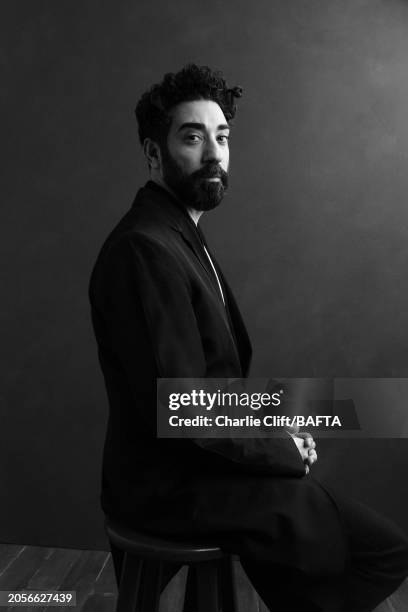 Actor Ray Panthaki is photographed backstage at the 2024 EE BAFTA Film Awards, held at The Royal Festival Hall on February 18, 2024 in London,...