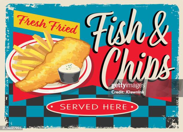 フィッシュ&チップス 287 Fish And Chips Sign Stock Photos and High-Res Images - Getty