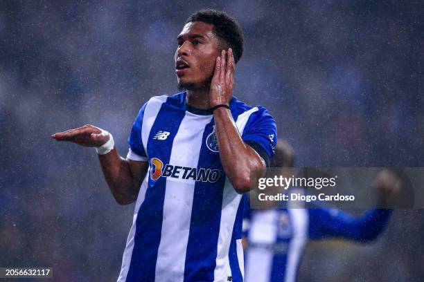 Danny Namaso of FC Porto celebrates after scoring his teams fifth goal during the Liga Portugal Bwin match between FC Porto and SL Benfica at Estadio...