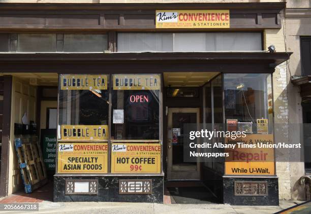 Exterior of Kim's Convenience on Thursday, April 4, 2019 in Troy, N.Y. Quang's Vietnamese Bistro is located in the back of this bodega.
