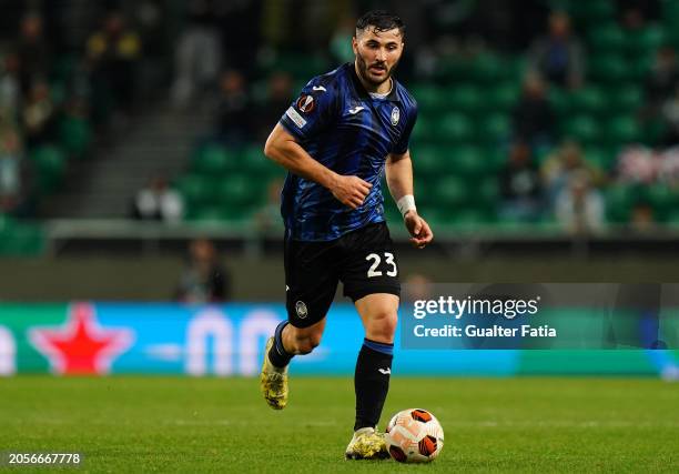 Sead Kolasinac of Atalanta BC in action during the Round of 16 First Leg - UEFA Europa League 2023/24 match between Sporting CP and Atalanta BC at...