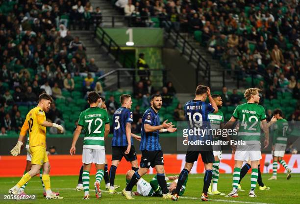 Sead Kolasinac of Atalanta BC reaction after missing a goal opportunity during the Round of 16 First Leg - UEFA Europa League 2023/24 match between...