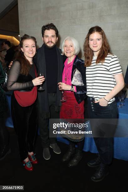 Rebecca Killick, Kit Harington, guest and Rose Leslie attend the press night after party for "Nye" at The National Theatre on March 6, 2024 in...