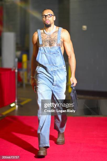 Dillon Brooks of the Houston Rockets arrives to the arena before the game against the LA Clippers on March 6, 2024 at the Toyota Center in Houston,...