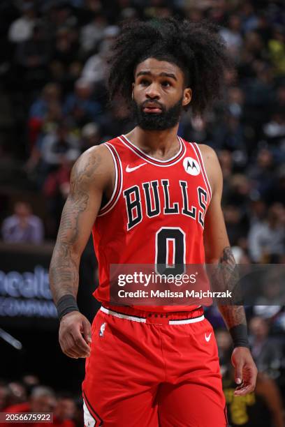 Coby White of the Chicago Bulls looks on during the game against the Utah Jazz on March 6, 2024 at Delta Center in Salt Lake City, Utah. NOTE TO...