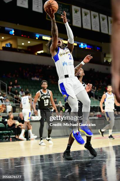 March 6, 2024: Kendric Davis of the Santa Cruz Warriors drives to the basket during the game against the Austin Spurs on March 6, 2024 at H-E-B...