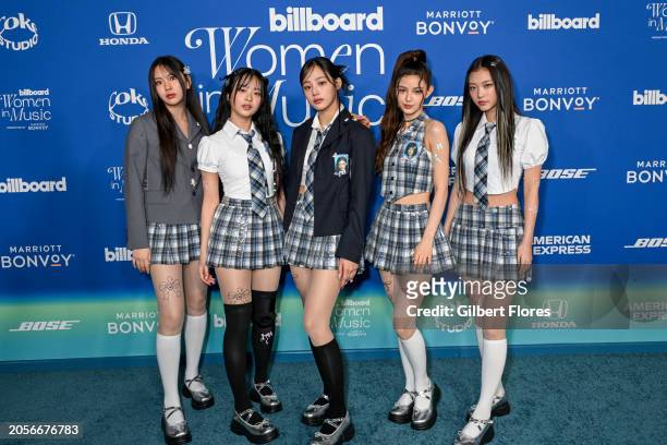 Hyein, Hanni Pham, Minji, Danielle Marsh and Haerin of NewJeans at Billboard Women In Music 2024 held at YouTube Theater on March 6, 2024 in...