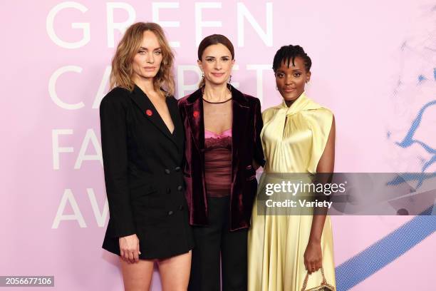 Amber Valletta, Livia Firth and Vanessa Nakate at the 2024 Green Carpet Fashion Awards held at 1 Hotel West Hollywood on March 6, 2024 in West...
