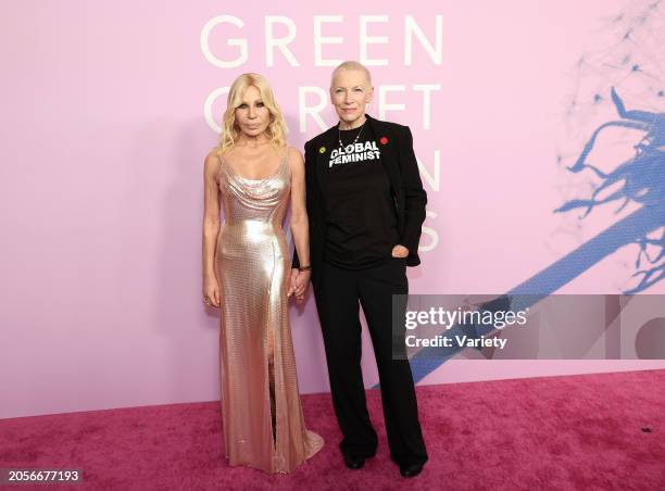 Donatella Versace and Annie Lennox at the 2024 Green Carpet Fashion Awards held at 1 Hotel West Hollywood on March 6, 2024 in West Hollywood,...