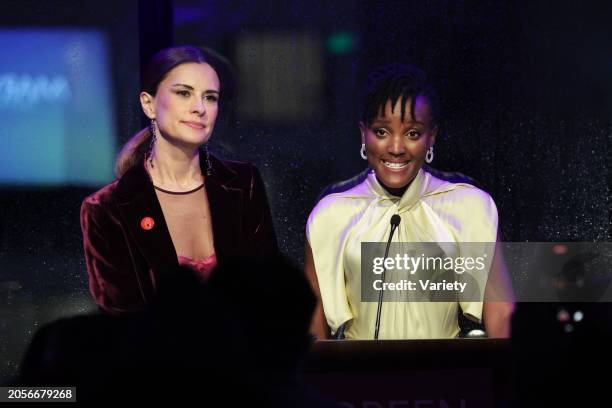 Livia Giuggioli Firth and Vanessa Nakate at the 2024 Green Carpet Fashion Awards held at 1 Hotel West Hollywood on March 6, 2024 in West Hollywood,...