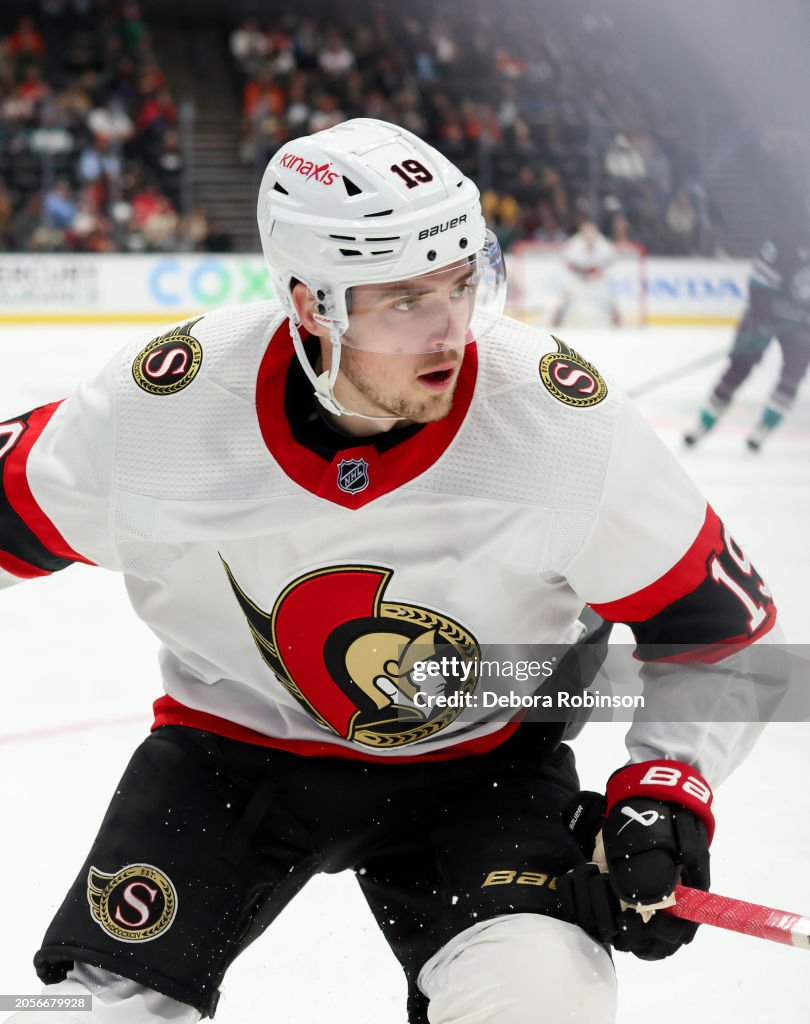 Batherson Drake Batherson of the Ottawa Senators skates on the ice during the ...