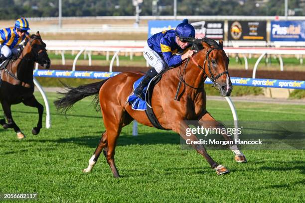 The Octopus ridden by Jake Noonan wins the Magic Millions Adelaide Yearling Sale Maiden Plate at Sportsbet Pakenham on March 07, 2024 in Pakenham,...