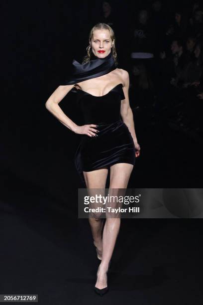 Eva Herzigova walks the runway during the Mugler Womenswear Fall/Winter 2024-2025 show as part of Paris Fashion Week at Lycee Carnot on March 03,...