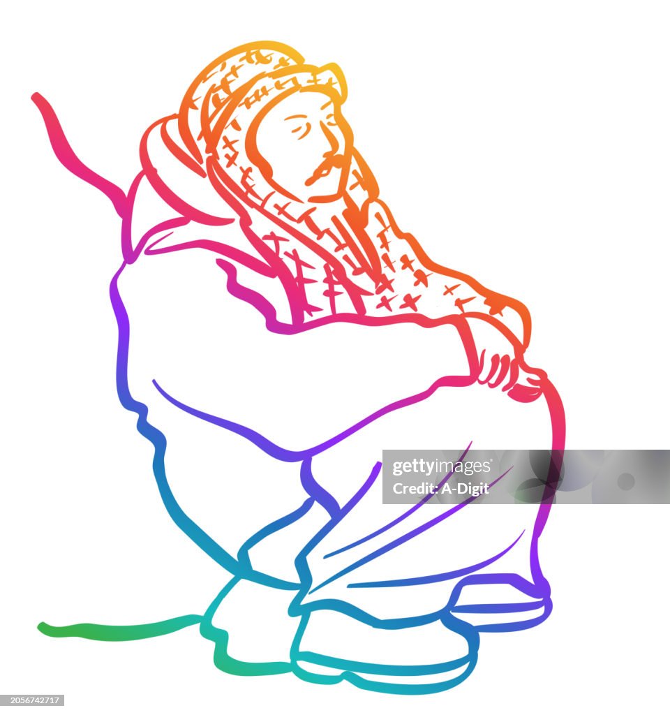 Homme portant Kufiya Repos Arc-en-ciel