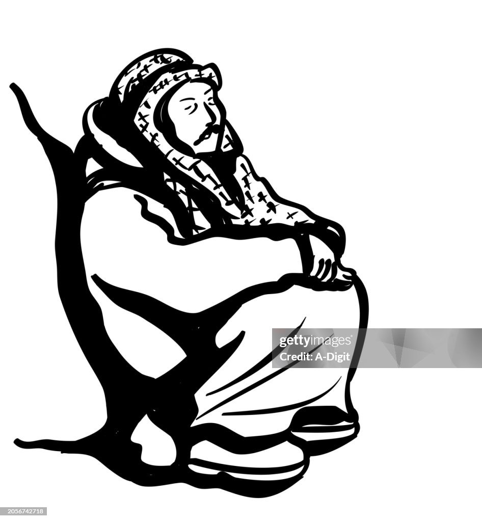 Homme portant de l’encre de repos Kufiya