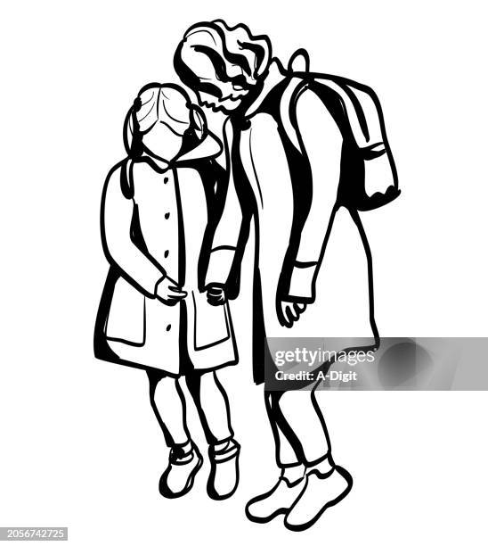 mom-daughter - mac isolated stock illustrations