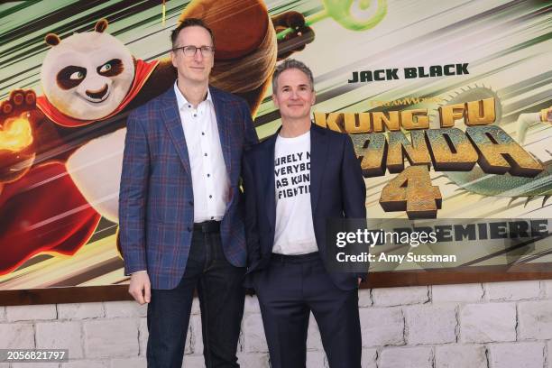 Glenn Berger and Jonathan Aibel attend the premiere of Universal Pictures' "Kung Fu Panda 4" at AMC The Grove 14 on March 03, 2024 in Los Angeles,...