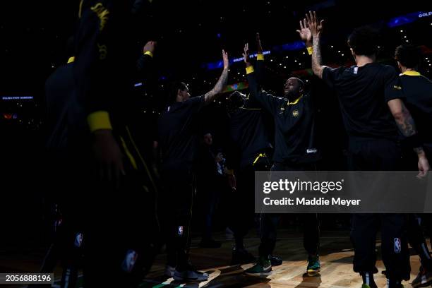 Draymond Green of the Golden State Warriors is announced before the game against the Boston Celtics at TD Garden on March 03, 2024 in Boston,...