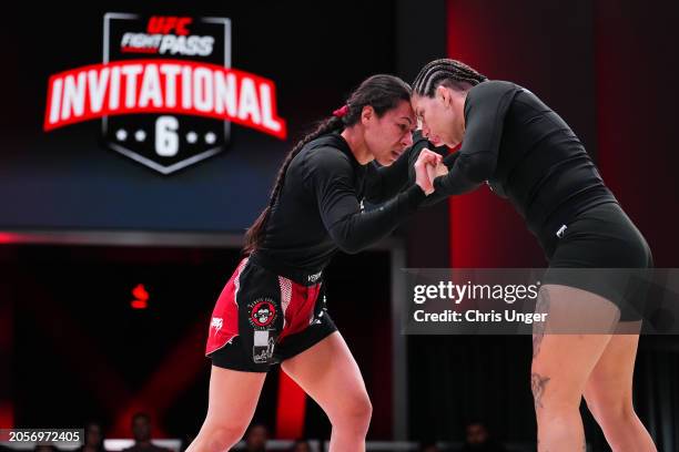 Raquel Canuto grapples Karol Rosa during the UFC Fight Pass Invitational 6 at UFC APEX on March 03, 2024 in Las Vegas, Nevada.