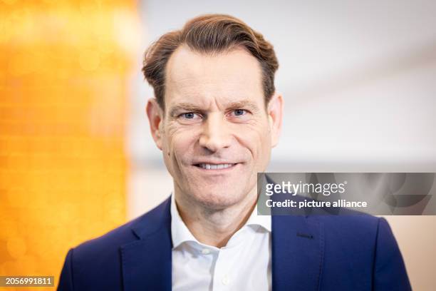 March 2024, Lower Saxony, Hanover: Nikolai Setzer, CEO of Continental AG, stands in front of the annual press conference at the automotive supplier's...