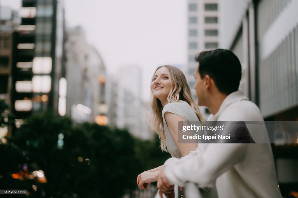 Young couple in big city