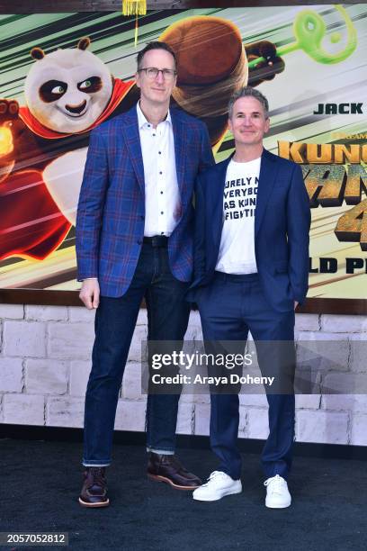 Glenn Berger and Jonathan Aibel attend the Los Angeles Premiere of Universal Pictures' "Kung Fu Panda 4" on March 03, 2024 in Los Angeles, California.