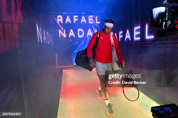 Rafael Nadal arrives at The Netflix Slam, a live Netflix Sports event at the MGM Resorts | Michelob Ultra Arena on March 03, 2024 in Las Vegas,...