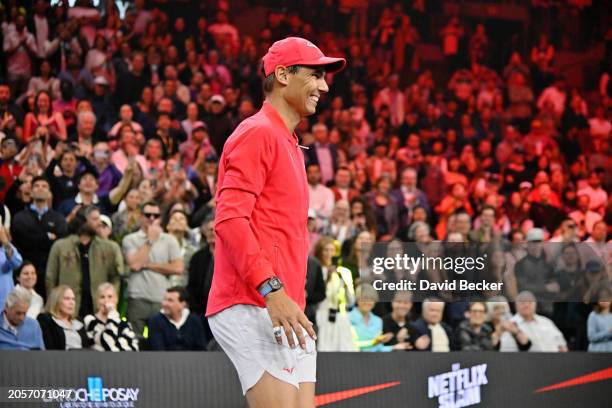 Rafael Nadal attends The Netflix Slam, a live Netflix Sports event at the MGM Resorts | Michelob Ultra Arena on March 03, 2024 in Las Vegas, Nevada.